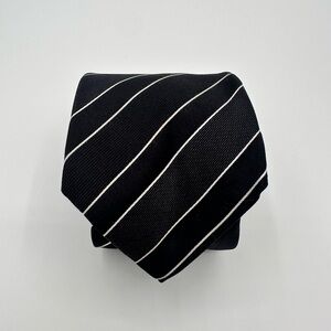 Club Monaco Black and White Striped Tie